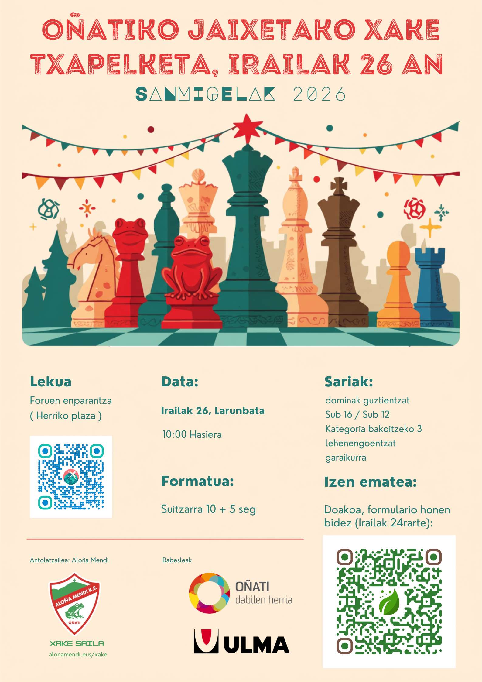 Imagen de la entrada: Oñatiko Jaietako Xake Txapelketa